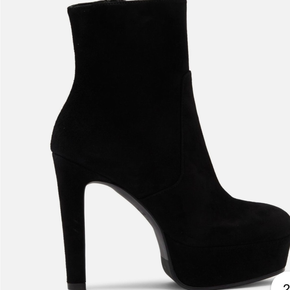 $750 Stuart Weitzman Ave 130 Platform Bootie SOCK SUEDE BLACK 9 (PB28)